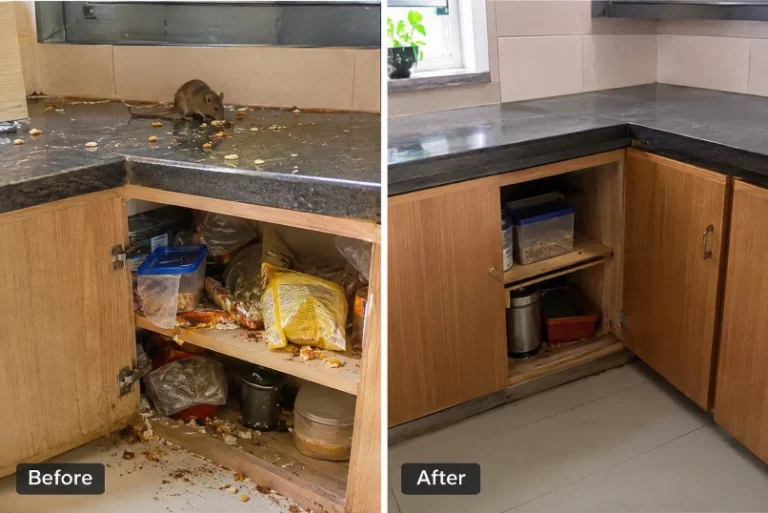Crawlspace before and after rodent proofing and sealing in Everett, WA